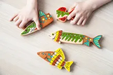 Магнитный деревянный конструктор SEBICO «Рыбки»